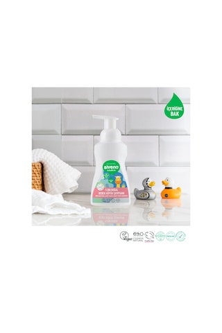 Siveno %100 Doğal Bebek Köpük Şampuanı Yenidoğan Saç ve Vücut İçin Nemlendirici Bitkisel Vegan 250 ml