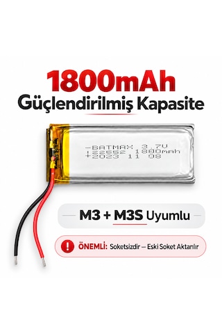 Maxto M3 M3s Uyumlu 3.7v 1800mah Li-po İntercom Yedek Batarya Güçlendirilmiş Pil 122657