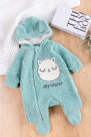 Babymod Kedi Figürlü Peluş Welsoft Kız/erkek Bebek Tulum Yeşil