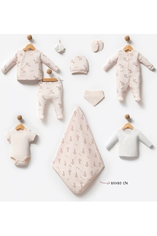 By Bubbles Unisex Desenli 10'lu Hastane Çıkış Seti Ekru Zürafa