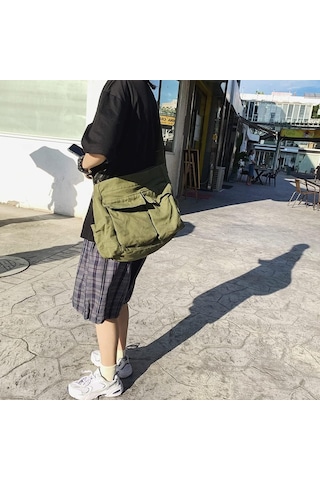 Kadınlar İçin Tuval Çapraz Çanta, Tuval Omuz Çantaları Estetik Haberci Çantası Y2k Satchel Çanta Hobo Tote Çanta Okul Seyahat Günlük Günlük Ordu Yeşili A340 Yeşil