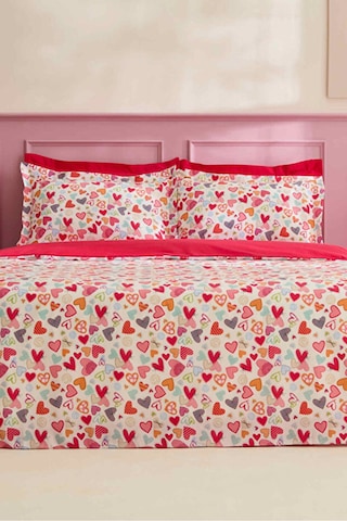 Kaşmir Home Sarah Anderson Amour Glow Kalp Desenli Çift Kişilik Nevresim Takımı Multicolour
