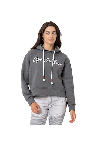 Cipo & Baxx Kadın Basic Grafik Baskılı Uzun Kollu Sweatshirt Wl351 Antrasit