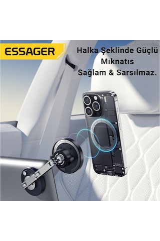 Essager Güçlü Magsafe Uyumlu 360 Döner Alüminyum Araç İçi Telefon Tutucu Masaüstü Telefon Standı