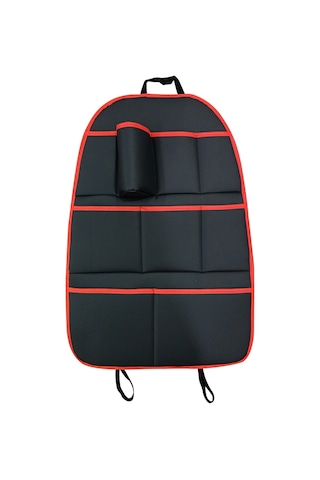 Elit Deri Siyah-Kırmızı Araç Koltuk Arkası Organizer