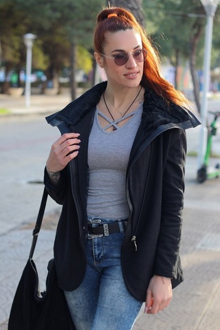 Sacrosa Kaşmir Yaka Bayan Kaban Çok Renkli