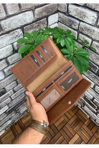 Guard Taba Telefon Girişli Hakiki Deri Kadın Cüzdanı P2223 Taba