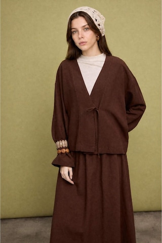 Defacto Regular Fıt Keten Karışımlı Kahverengi Kimono I1780ax26hsbn330 Kahve-bn330