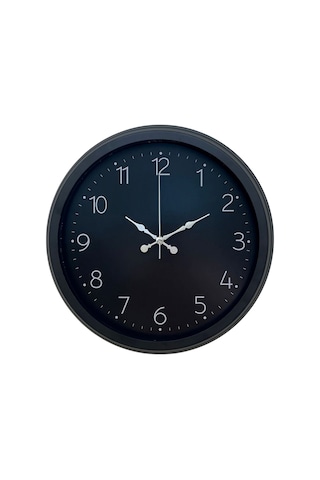 Classic Black Zarif 40 Cm Metal Duvar Saati Siyah Çerçeve