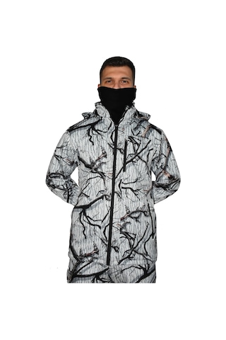 Mysia Outdoor Beyaz Soft Shell Mont Avcı Saz Kar Desen Çift Kat Polarlı Çok Renkli
