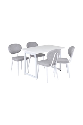 Vilinze Deniz Sandalye Biga Mdf Sabit Metal Ayak Mutfak Masası Takımı - 70x120 Cm Sigma Açık Gri