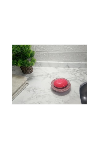 Buççin Online Mağaza Sabunluk Pembe Örgü Model Poliresin 13x13x2cm Banyo Seti Reçine Pembe Çok Renkli