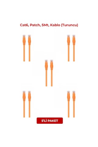 S-lınk Sl-cat605tr, Cat6, Patch, 5mt, Kablo Turuncu 5li Paket