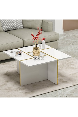 Sılva Orta Sehpa - Beyaz / Beyaz Beyaz/ceviz