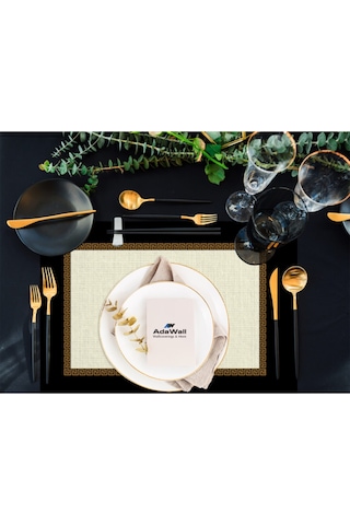 Figüratif Gold Kumaş Amerikan Servis 4'lü Set 35x50cm Keten, Ulusl. Yıkama Ve Solmama Sertifikası Çok Renkli