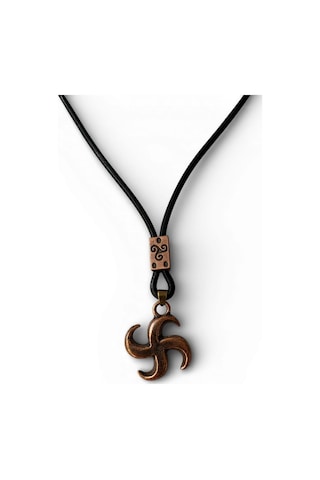 Bronz Güneş Çarkı Triskelion Kolye Siyah