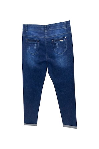 Büyük Beden Fermuarlı Denim Kadın Pantolon Lacivert