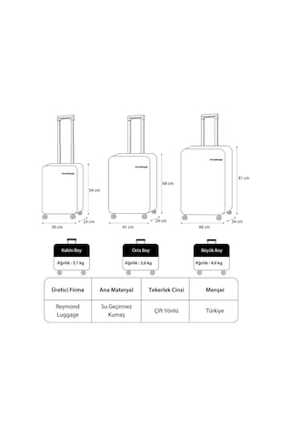 Kumaş Yüzeyli Oasis Serisi Seyahat Valizi, Orta Boy - Gri