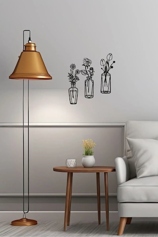 Vazo Çiçek Dekor Mdf Lazer Kesim 3'lü Duvar Tablosu 25x33 Cm