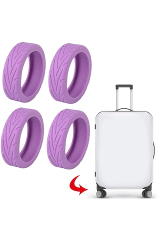 Homyl 4 Parça Bagaj Jant Kapakları Bavul Ofis Koltuğu Mor Mor