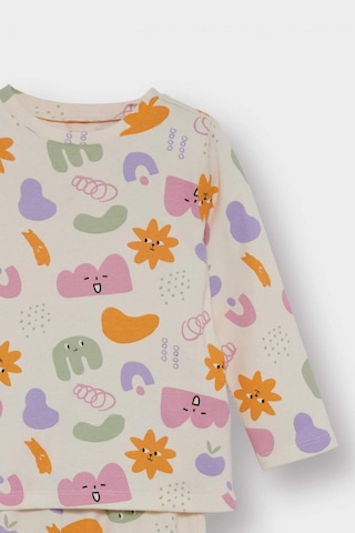 Defacto Kız Bebek Pijama Takımı Desenli Uzun Kollu Üst Uzun Alt F0635a525auer233 Ekru