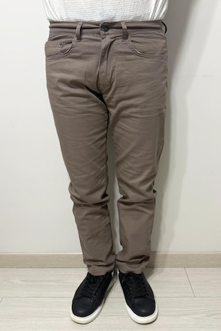 Hacker Denim Dmctekstil Erkek 1025 Yüksek Bel Rahat Kesim Boru Paça Üstten Cepli Keten Jean Pantolon Kahverengi