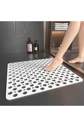 Mainshop Kare Vantuzlu Banyo Ve Duş , Küvet Içi Duşakabin Banyo Paspası 54x54cm M-149 Beyaz