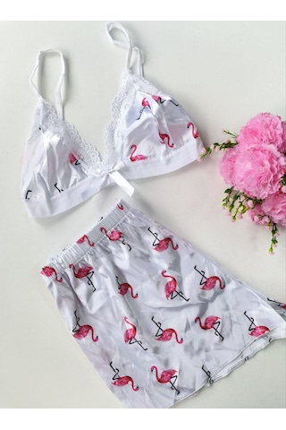 Şortlu Sexy Filamingolu Takım Çok Renkli