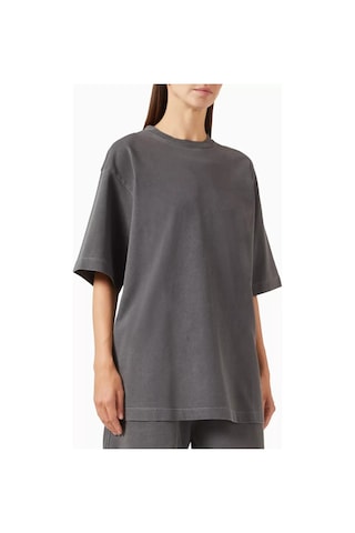 Enandı Garment Dyed Pamuklu Oversize T-shirt, Rahat Ve Vintage Dokunuşlu Koyu Gri
