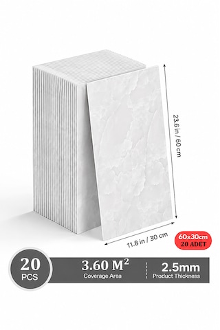 20 Adet 60x30 Pvc Esnek Duvar Paneli Açık Gri