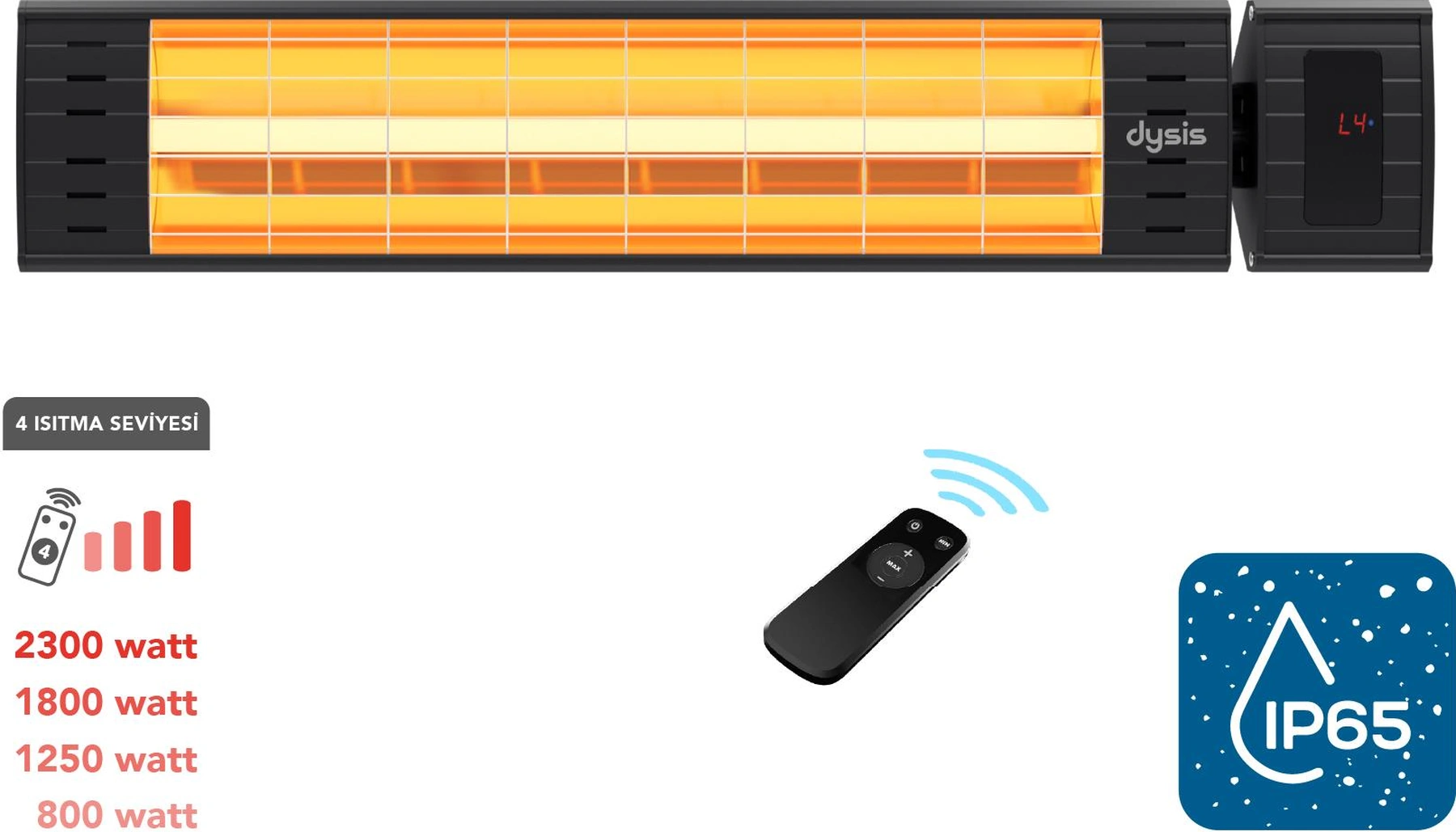 Simfer Sp2351 Art Plus Karbon Serisi Ip65 Suya-toza Dayanıklı 2300 W Siyah Uzaktan Kumandalı İç/dış Mekan Isıtıcı