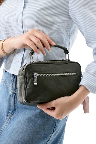 Vegan Deri Kadın Postacı Çanta 21 15 Cm Yıkama Suni Deri Omuz Çantası Çapraz Askılı Çanta Yeşil