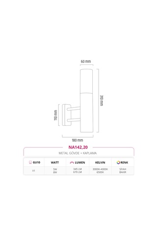 Nevo Tek Yönlü Iç Mekan Aplik Na142,20 Siyah