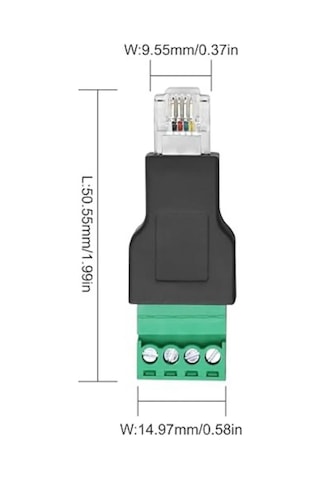 Rj11 6p4c To 4 Pinli Vidalı Klemens Dönüştürücü Adaptör