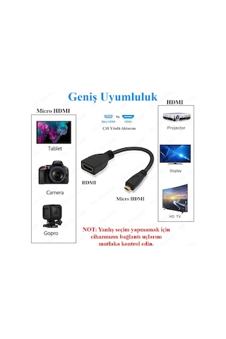 Micro Hdmı Erkek Hdmı Dişi Tablet Kamera Dönüştürücü Kablo