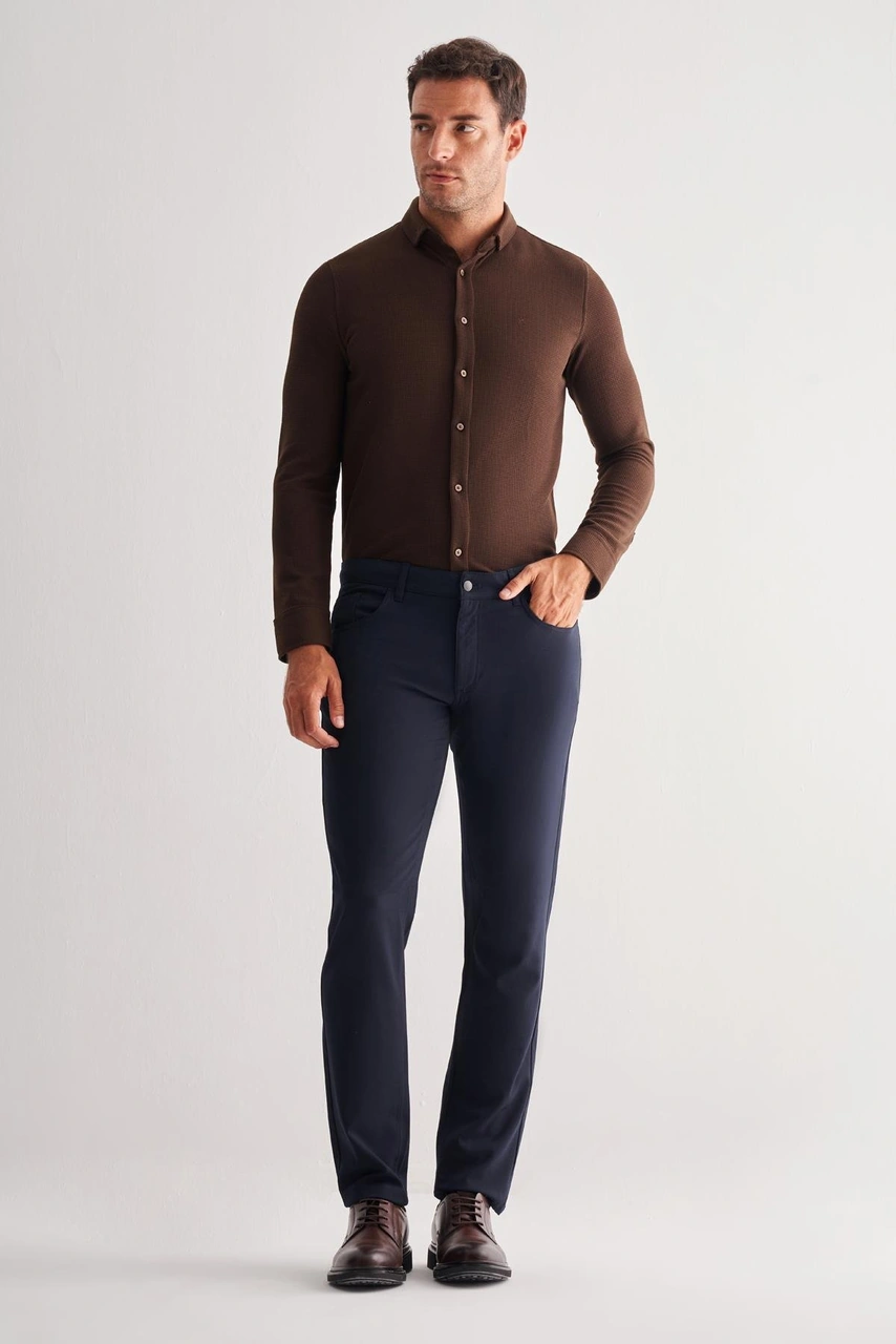 İmza Lacivert 5 Cep Düz Paça Esnek Slim Fit Casual Pantolon 1003255157 Lacivert