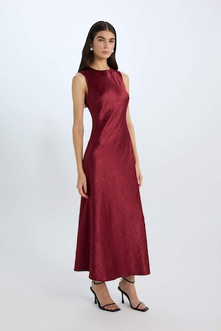 DeFacto Degaje Yaka Saten Kolsuz Maxi Elbise E2741AX24WNBR248 Bordo