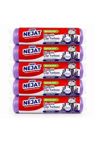 50 Adet Lavanta Kokulu Büzgülü Büyük Boy Çöp Torbası 65x70