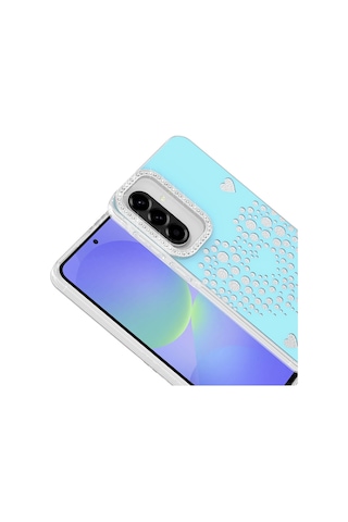 Maks Technology Samsung Galaxy Uyumlu A37 Kılıf Damla Taşlı Mkst Rivas Sert Pc Kapak - Mavi