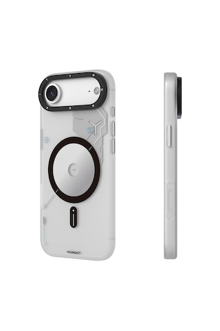 Apple Uyumlu iPhone 17 Air Kılıf M-safe Şarj Özellikli Disk Desenli Youngkit Disc Battle Kapak Gri Gri
