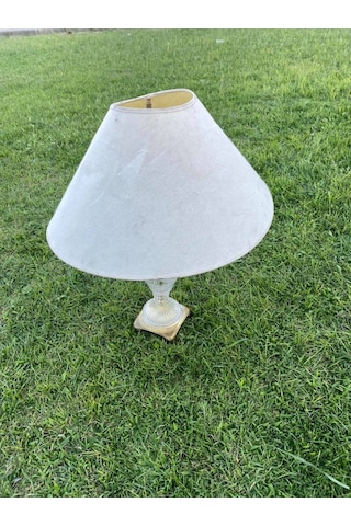 Kristal Desenli Cam Antika Abajur 75 CM