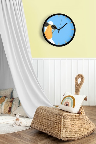 Sevimli Kaz / Ördek Modern Duvar Saati - Çocuk Odası Duvar Saati - 30cm - Önü Camlı Siyah Kasa-jh1085 Siyah