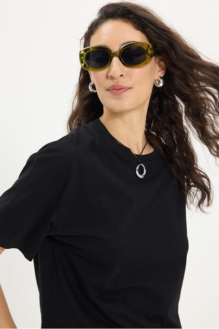 Tudors Kadın Slim Fit Dar Kesim Pamuk Kısa Kollu Bisiklet Yaka Siyah Tişört-50470 L