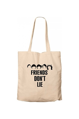 Stranger Things Friend Dont Lie Krem Kanvas Bez Çanta Krem