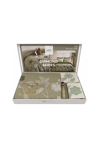Punç Nakışlı Diamond Series Nevresim Takımı Çift Kişilik Ve Oda Kokusu Kutulu Vita-yeşil
