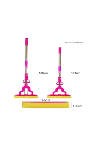 Royaleks Kendinden Sıkmalı Mikrofiber Mop Kovasız Sıkma Aparatlı Sünger Paspas Kelebek Yer Silme Aparatı