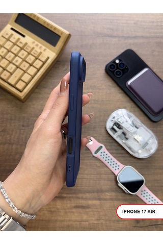 Apple iPhone 17 Air Uyumlu Kamera Korumalı Darbeye Dayanıklı Renk Atmayan Keep Silikon Kılıf Lacivert