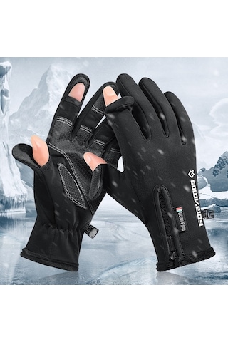 Pazly Kışlık Balıkçılık Eldivenleri, Parmak Delikli, Su Ve Rüzgar Geçirmez Polar Eldiven