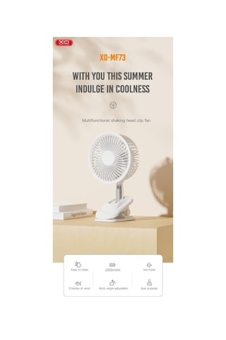 Şarjlı Mandallı 3 Kademeli Taşınabilir Mini Fan 360 Dönebilen Klipsli Vantilatör