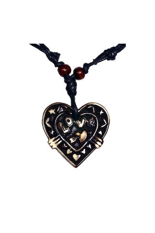 Btak00778 K9 Kalp Şeklinde Love Yazılı Ayarlanabilir İpli Kahverenkli Koly Çok Renkli